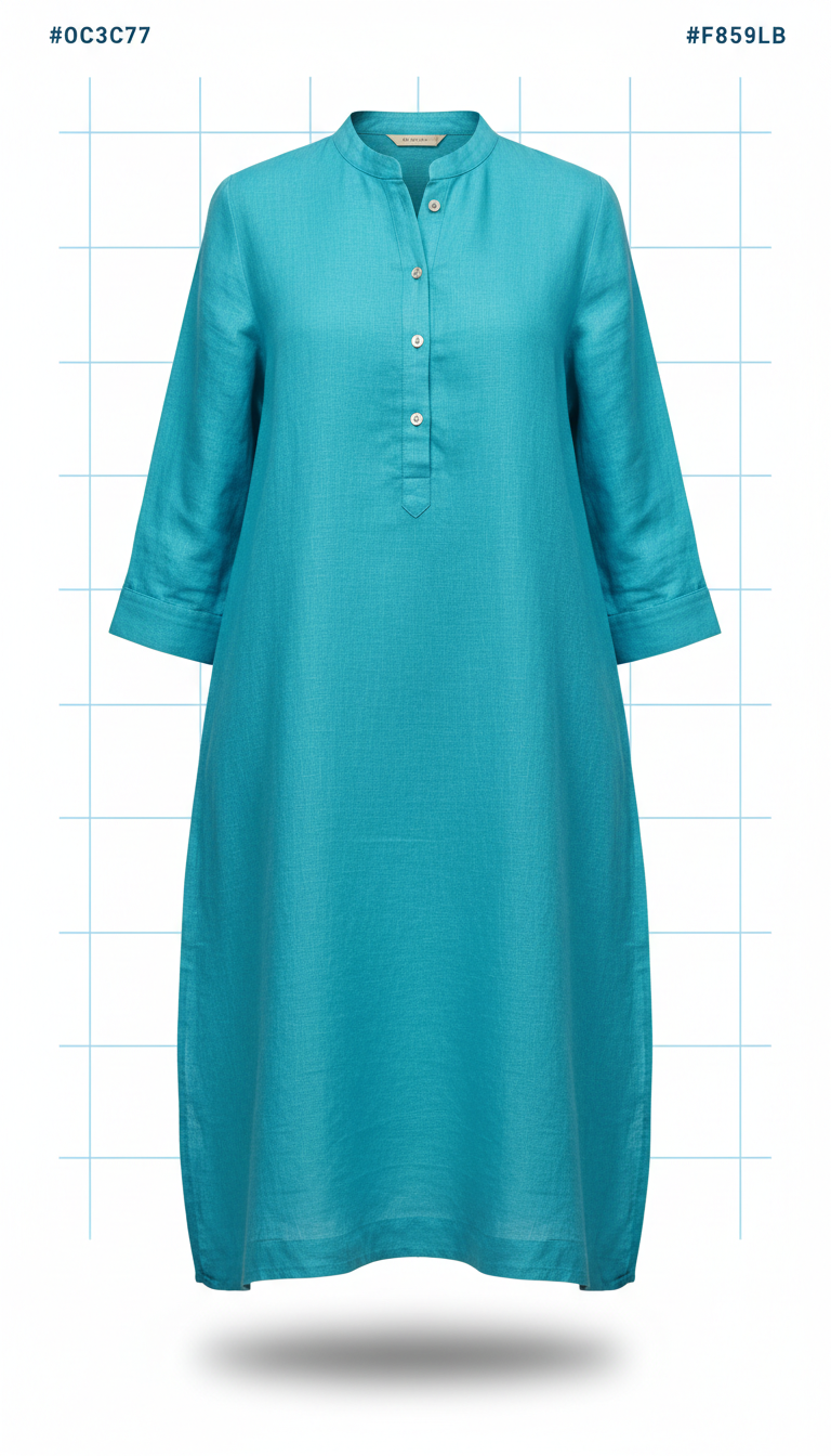 Turquoise Linen Button-Up for Warm Weather