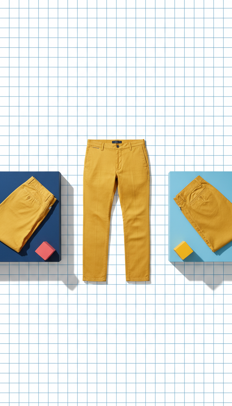 Sun Yellow Blended Trousers with Tapered Leg